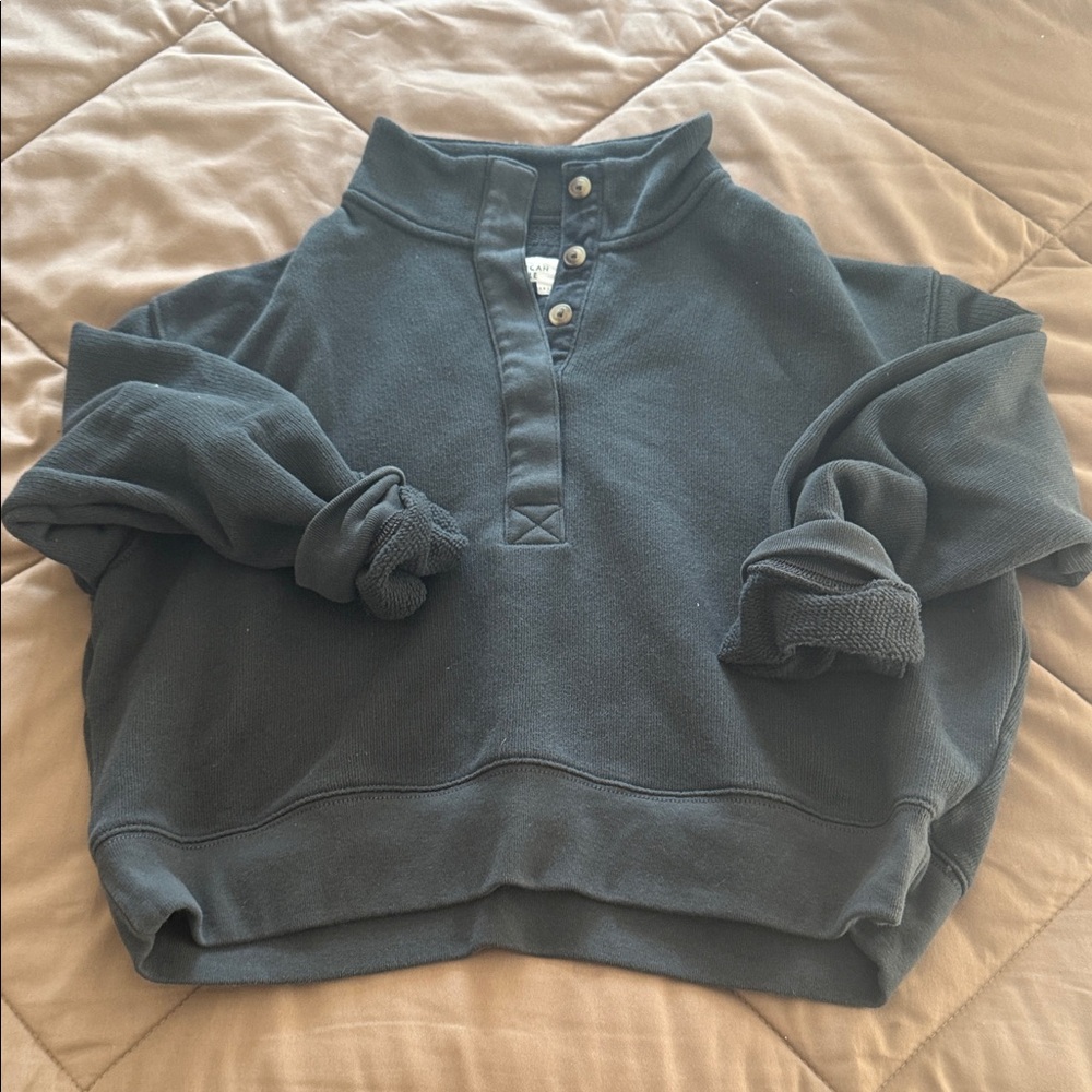 American Eagle Outfitters Navy Button-Up Sweatshirt